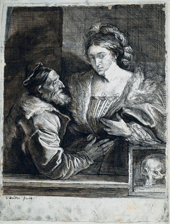 Sir Antony van Dyck Titian's Self Portrait with a Young Woman